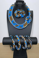 Nasha Bamileke African Print Knot Jewelry Set ( Necklace -Bracelets- earrings) - Afrilege