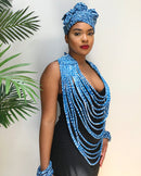 Ndop Print Multi-Strand Statement 15 lines necklace - Afrilege