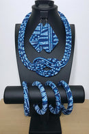 Ndop Bamileke African Print Knot Jewelry Set ( Necklace - Bracelets - earrings) - Afrilege