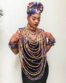 Mandisa Print Multi-Strand Statement 24 lines necklace - Afrilege