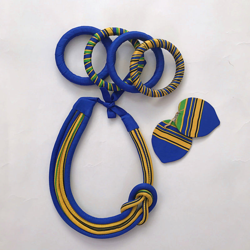 Adama African Print Knot Jewelry Set ( Necklace - Bracelets - earrings) - Afrilege