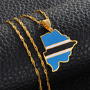 Botswana Flag Map Pendant Necklace - Afrilege