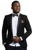 Bamenda Toghu African Print Bow Tie & Square Pocket Set ( Black/ Red/ white) - Afrilege