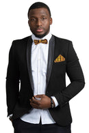 Kadir African Print Bow Tie and Square Pocket Set (Brown kente) - Afrilege