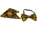 Kadir African Print Bow Tie and Square Pocket Set (Brown kente) - Afrilege