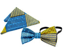 Kael African Print Bow Tie and Square Pocket Set (Blue kente) - Afrilege