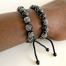 Black Silver flower Beads Charmed Bracelets - Afrilege