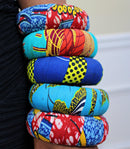 Kali Large Ankara Bangles Bracelets (Blue / Yellow) - Afrilege