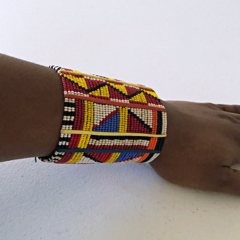 Maasai beaded Cuff bracelet - Afrilege