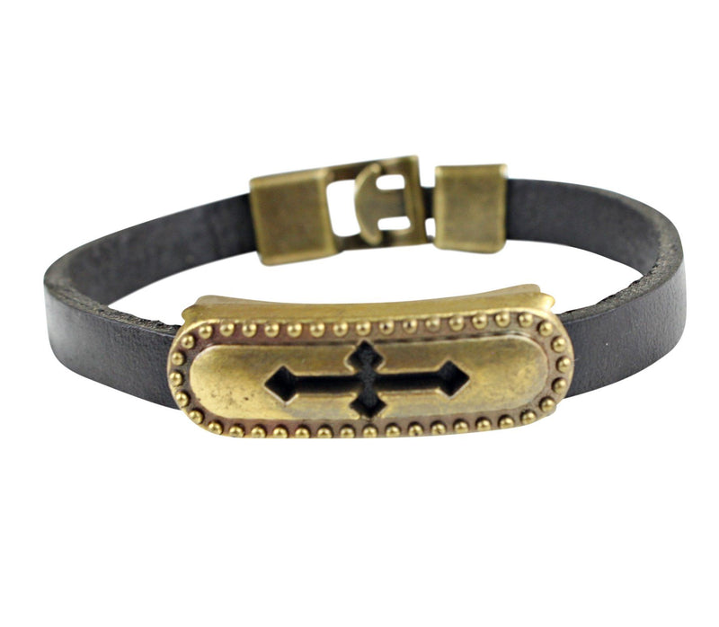 Retro Cross Symbol Men Leather Bracelets - Afrilege