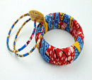 Sanaa Large Ankara Bangles Bracelets (Red) - Afrilege
