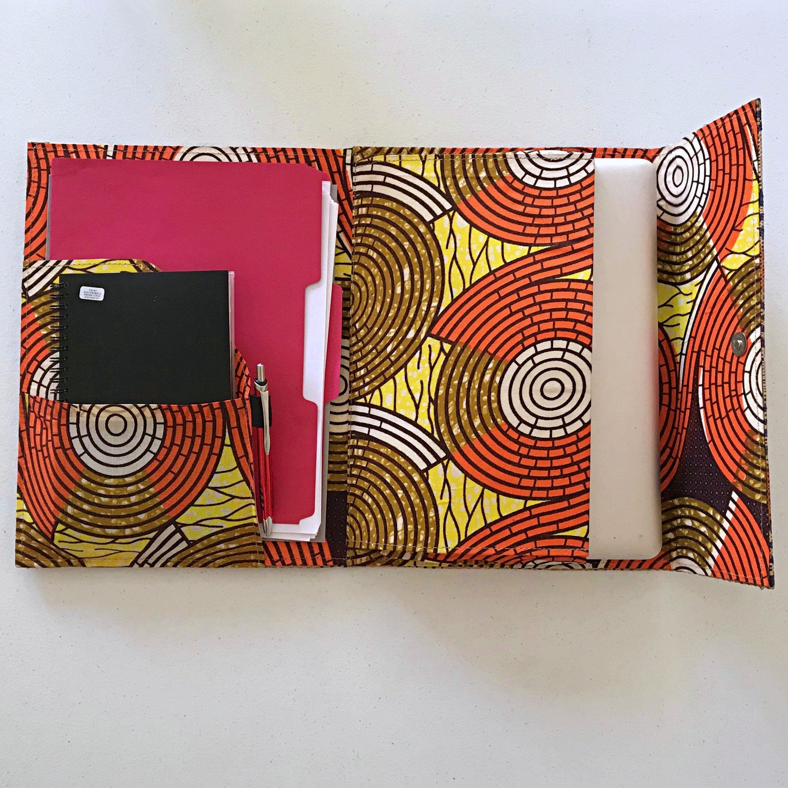African handmade document holder with press buttons closure ( design ...