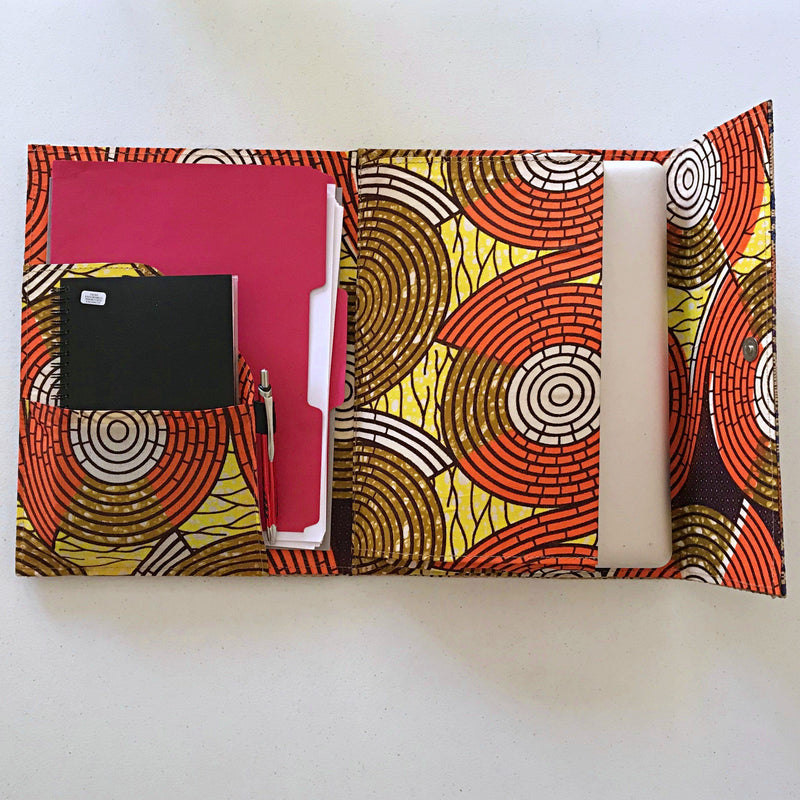 African handmade document holder with press buttons closure ( design/ color varies) - Afrilege