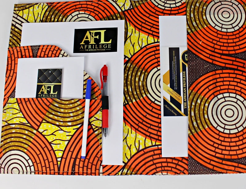 African handmade document holder with press buttons closure ( design/ color varies) - Afrilege