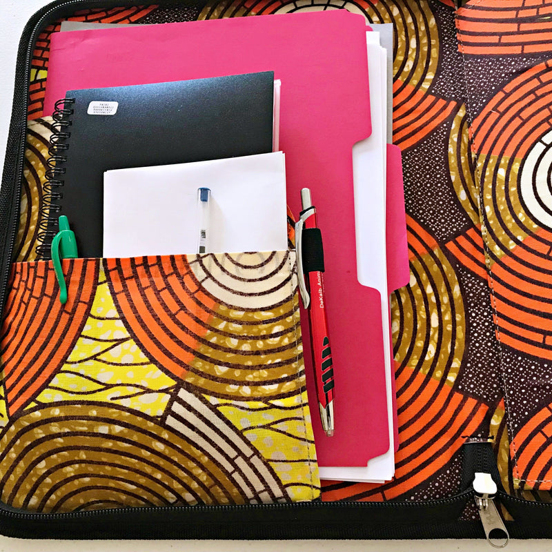 Handmade w/ straw fibers document holder/ computer bag / portfolio - Afrilege