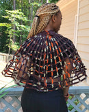 Brown African print web cape Shoulder Choker Necklace - Afrilege