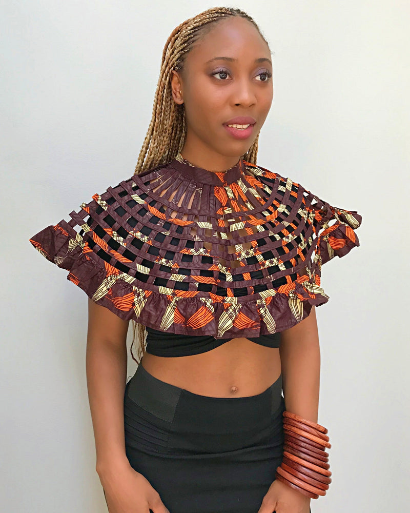 Trea African print web Shoulder Choker Necklace - Afrilege