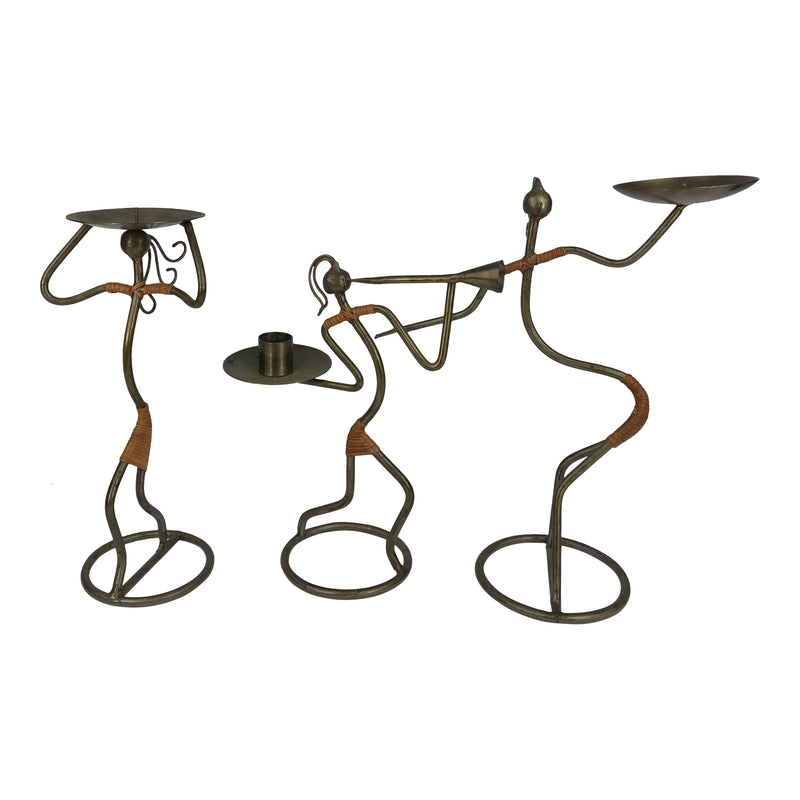 African Sculptured Metal Art Figures Candle Holders ( Set of 3) - Afrilege