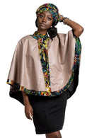 Fabia Women African Print Cape (Black / Floral) - Afrilege