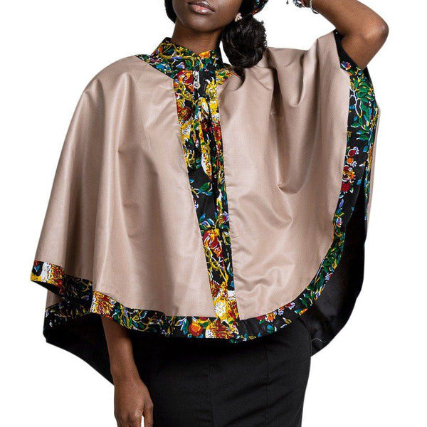 Fabia Women African Print Cape (Black / Floral)– Afrilege