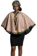 Fabia Women African Print Cape (Black / Floral) - Afrilege