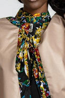 Fabia Women African Print Cape (Black / Floral) - Afrilege