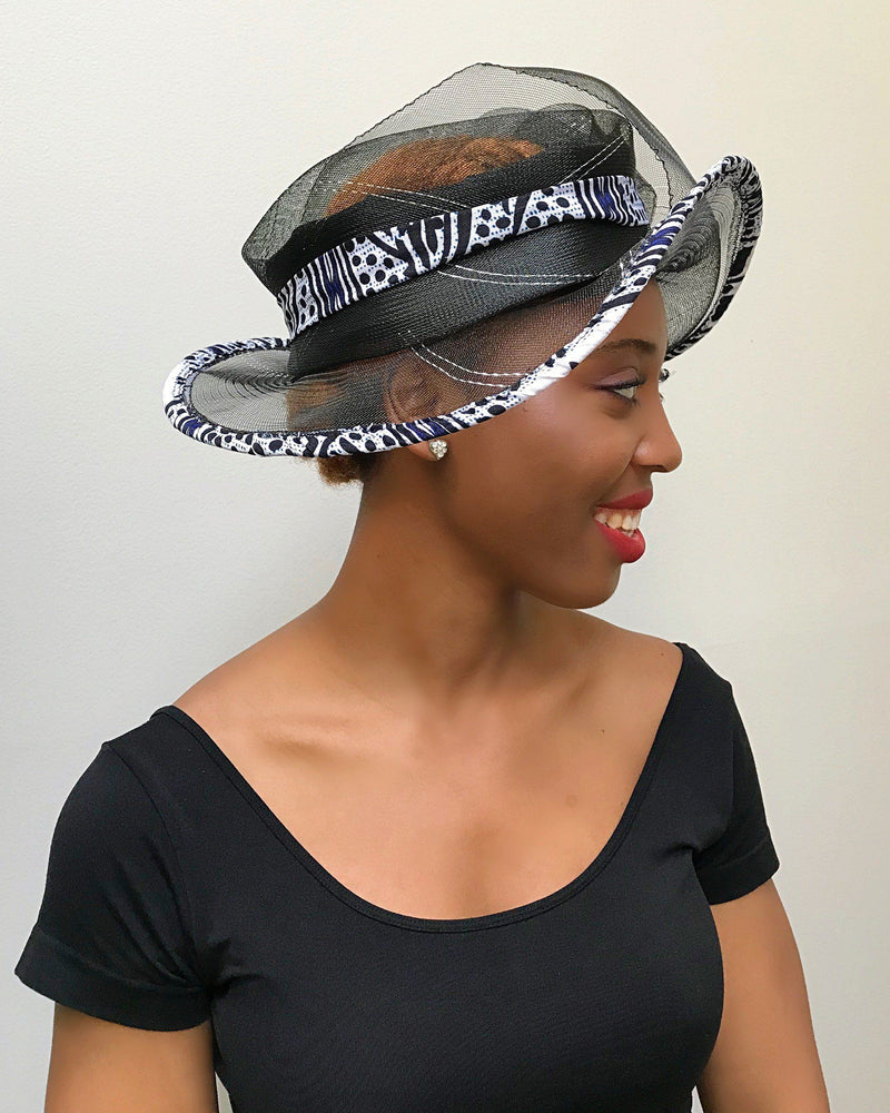 Zona African Print Church hat - Black - Afrilege