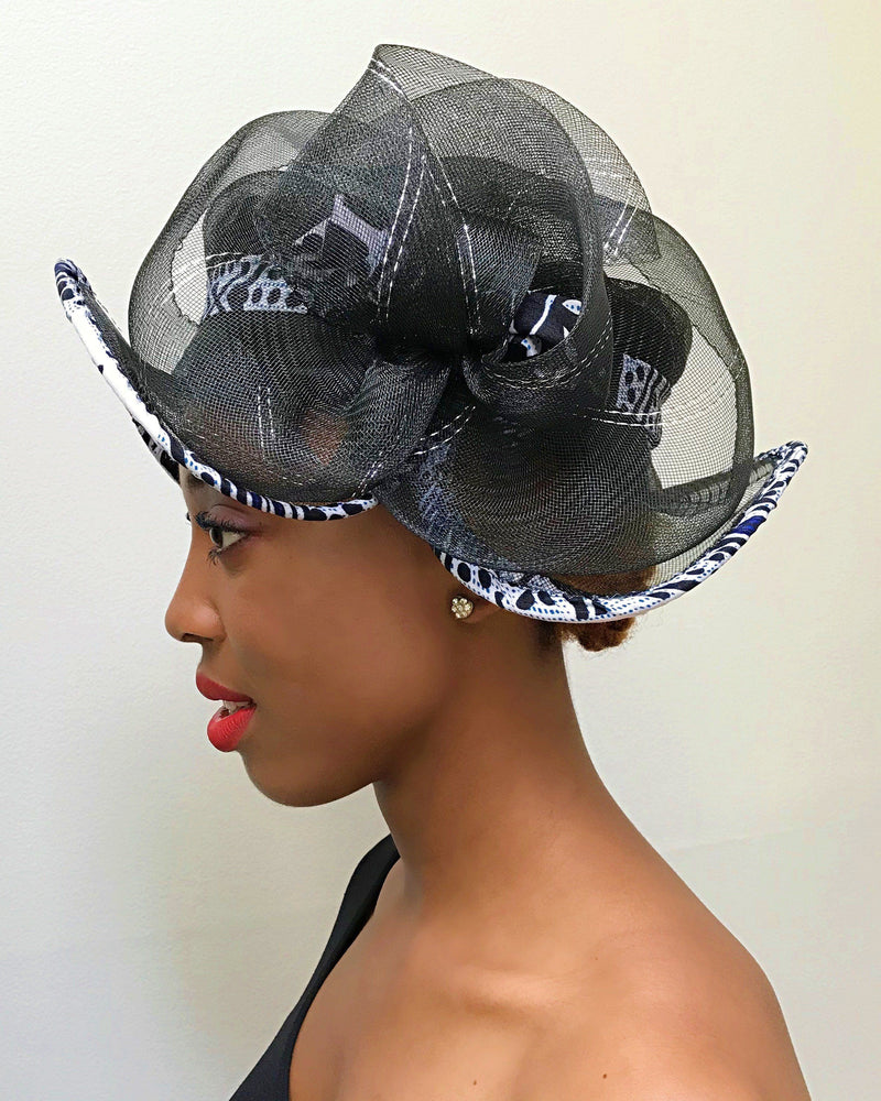 Zona African Print Church hat - Black - Afrilege