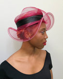 African Print Church hat - Bordeau / Black - Afrilege