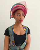 African Print Church hat - Maroon / Peacock - Afrilege