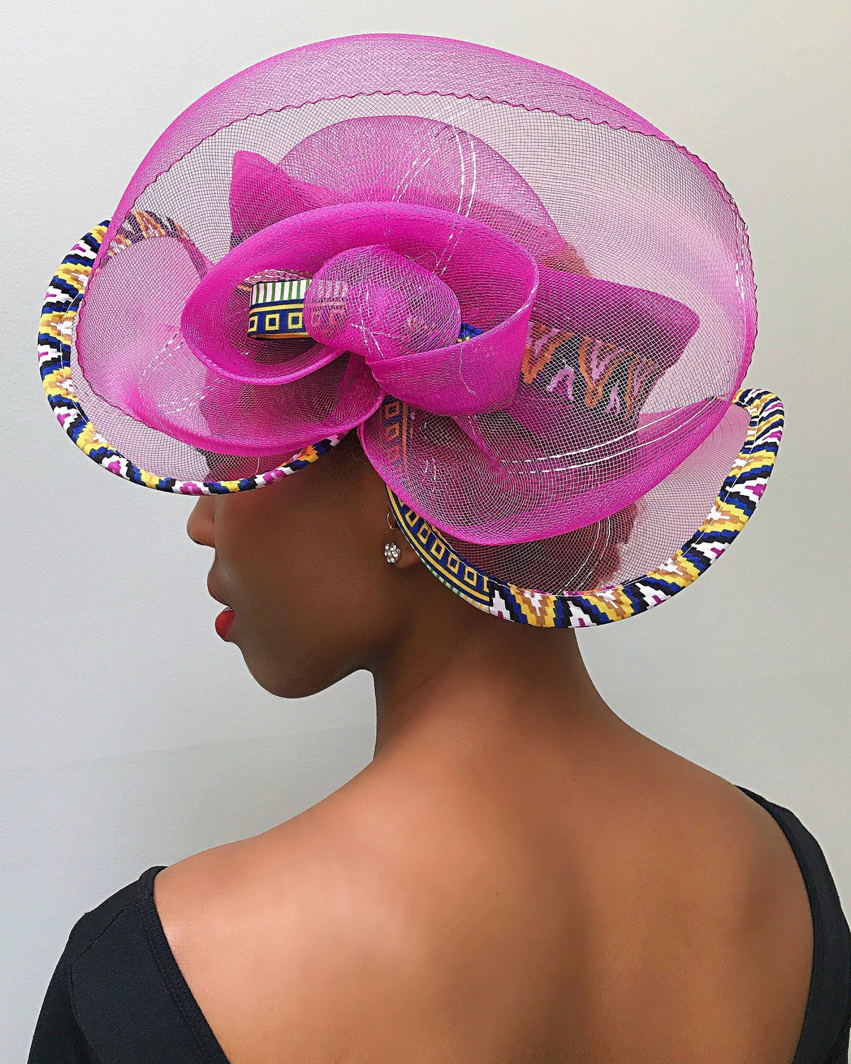 Makena African Print Church Hat Pink Afrilege