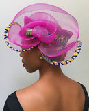 African Print Church hat - Pink - Afrilege