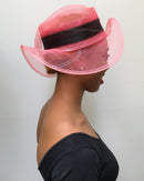 African Print Church hat - Pink / Black - Afrilege