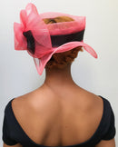 African Print Church hat - Pink / Black - Afrilege