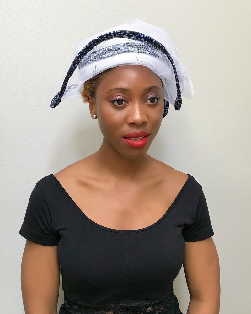African Print Church hat - White - Afrilege