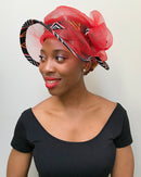 Toghu African Print Church hat - Red - Afrilege