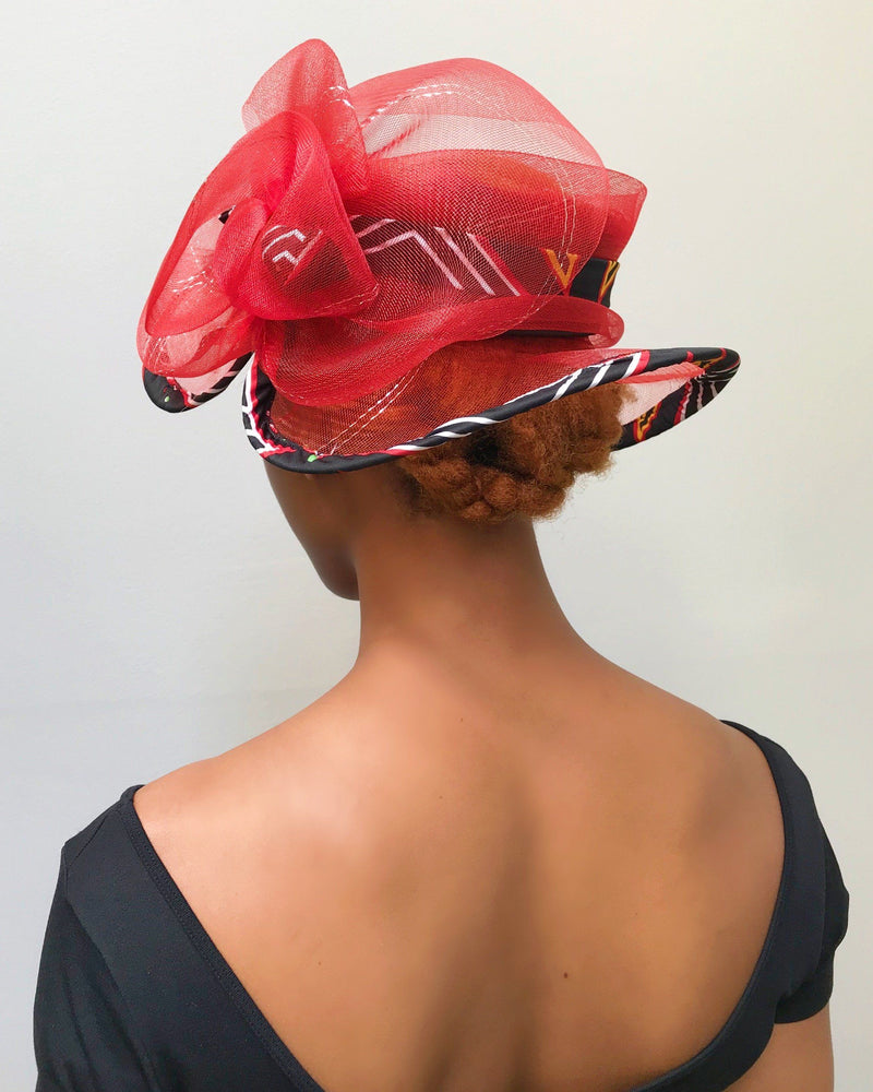 Toghu African Print Church hat - Red - Afrilege