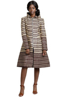 Aveye Women African Print Hooded Coat (Brown / Beige) - Afrilege