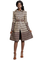 Aveye Women African Print Hooded Coat (Brown / Beige) - Afrilege