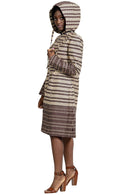 Aveye Women African Print Hooded Coat (Brown / Beige) - Afrilege