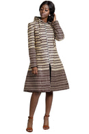Aveye Women African Print Hooded Coat (Brown / Beige) - Afrilege