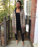 Aveye Women African Print Hooded Coat (Brown / Beige) - Afrilege