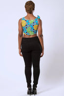 Deli African Print Crop Top - Green / Blue / Yellow - Afrilege