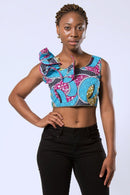 Delu African Print Crop Top - Blue - Afrilege