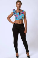 Delu African Print Crop Top - Blue - Afrilege