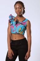 Delu African Print Crop Top - Blue - Afrilege