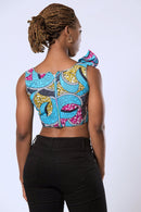 Delu African Print Crop Top - Blue - Afrilege