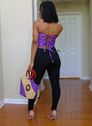 African Print Nina Lace Crop Top (Purple) - Afrilege