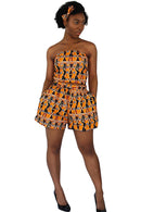 Masika African Print Ankara Crop top (Orange) - Afrilege