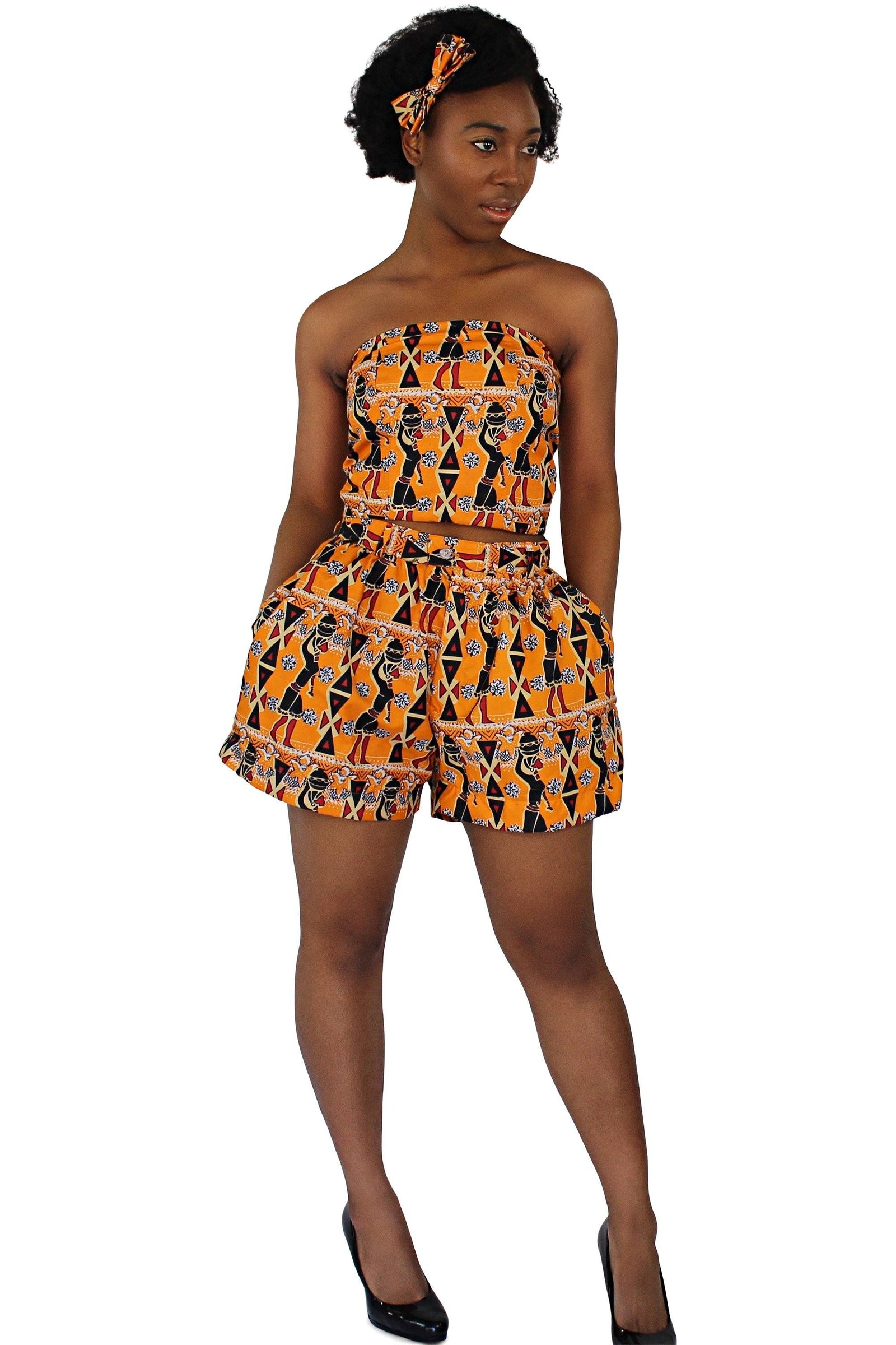 Masika African Print Ankara Crop Top (Orange) | Afrilege